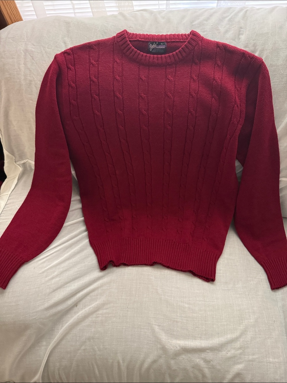 Men’s Vintage Joel Cable-Knit Crewneck Sweater - burgundy Size XL